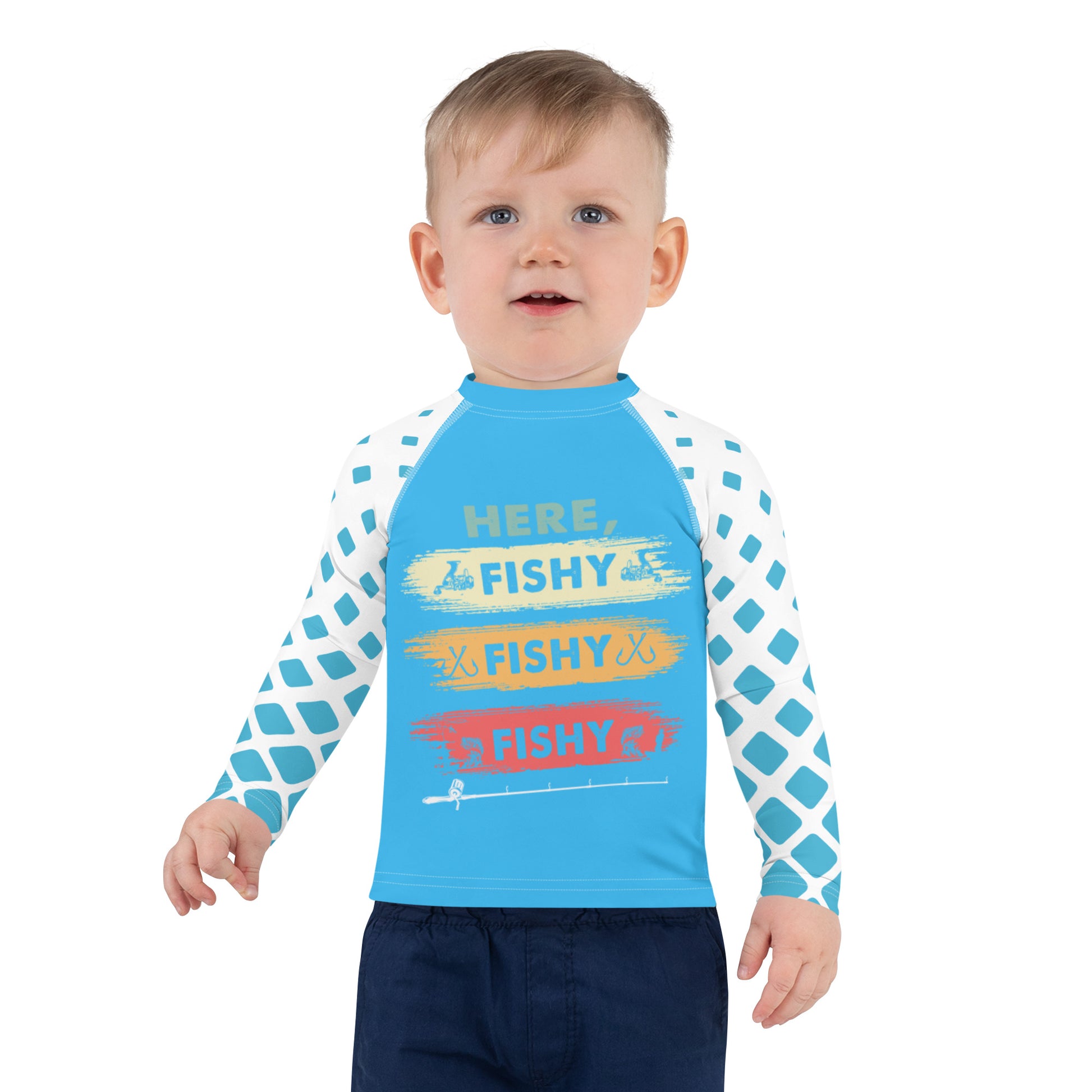 Here, Fishy Fishy Fishy Kids Fishing Rash Guard Fish Shirt – The