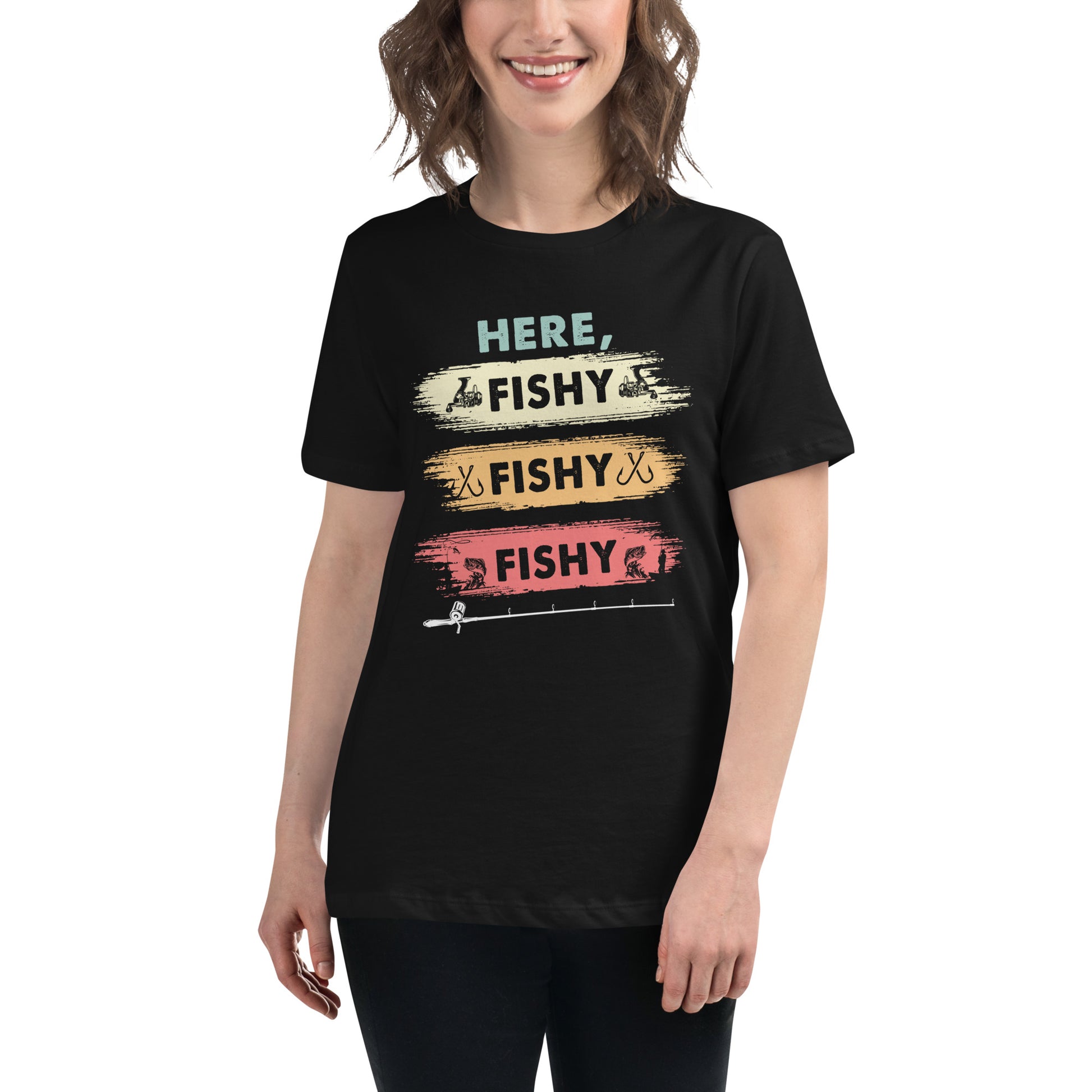 Here, Fishy Fishy Fishy Women's Fishing Relaxed T-Shirt – The Catfishing Guy